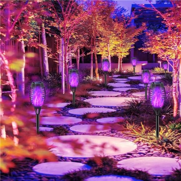 Halloween Decorations Outdoor, 12 Pack Purple Solar Lights Outdoor Waterproof - Picture 2 of 8